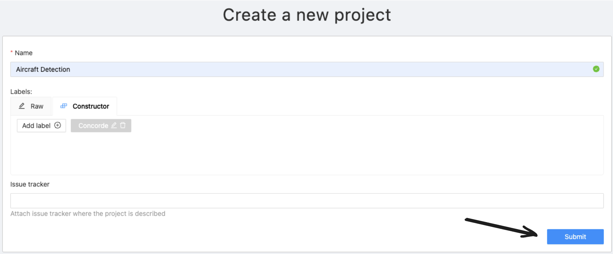 Configuration du projet et des labels